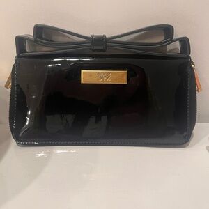 Zac Posen Black Glossy Clutch/wallet with Gold Accent
